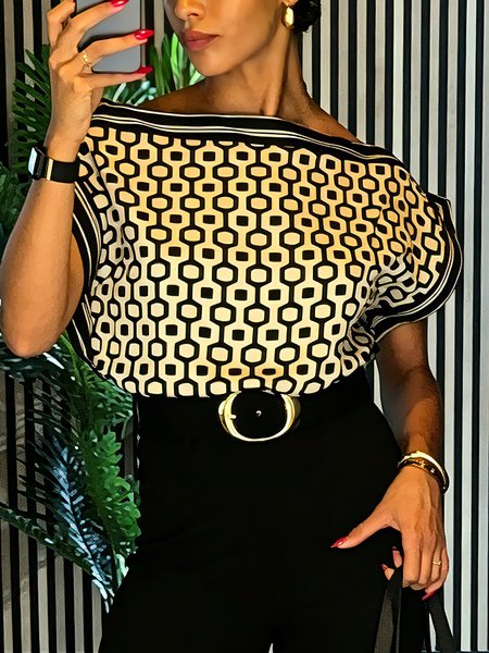 Urban Geometric Printing Boat Neck Blouse, As picture, Blouses and Shirts
Urban Geometric Printing Boat Neck Blouse, As picture, Blouses and Shirts