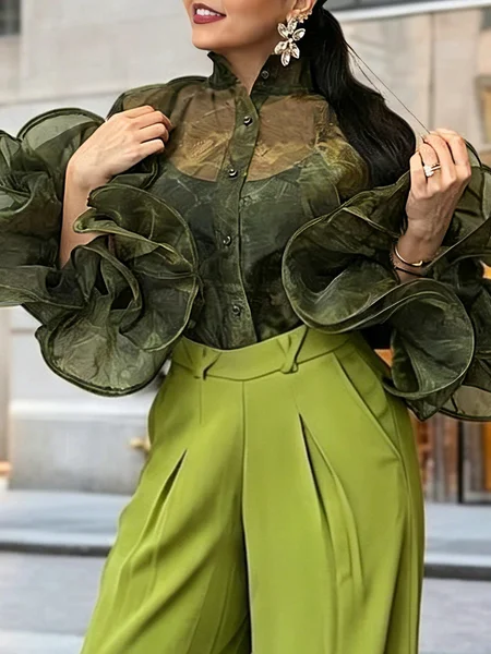 Urban Plain Buttoned Shirt Collar Shirt, Green, Blouses and Shirts
Urban Plain Buttoned Shirt Collar Shirt, Green, Blouses and Shirts
