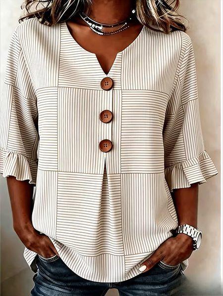 Women Striped V Neck Half Sleeve Blouse Printing Vintage Daily Summer Top, Apricot, Blouses
Women Striped V Neck Half Sleeve Blouse Printing Vintage Daily Summer Top, Apricot, Blouses