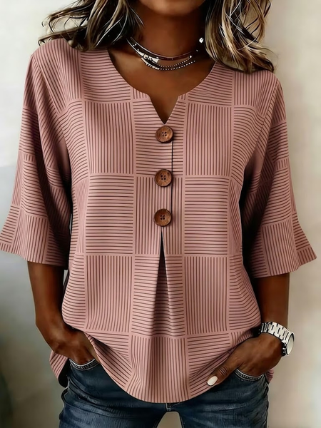 Women Striped V Neck Half Sleeve Blouse Printing Vintage Daily Summer Top, Pink, Blouses
Women Striped V Neck Half Sleeve Blouse Printing Vintage Daily Summer Top, Pink, Blouses