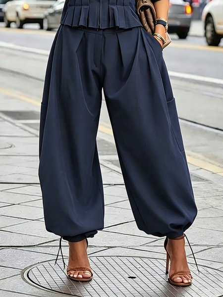 Casual Plain Drawstring Bloomers Fashion Pants, Blue, Pants
Casual Plain Drawstring Bloomers Fashion Pants, Blue, Pants