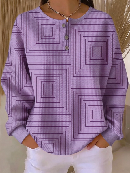 Casual Henley Collar Geometric Sweatshirt, Light purple, Hoodies & Sweatshirts
Casual Henley Collar Geometric Sweatshirt, Light purple, Hoodies & Sweatshirts