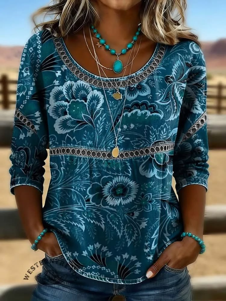 Crew Neck Half Sleeve Floral Printing Regular Micro-Elasticity Loose Blouse For Women, Blue, Blouses
Crew Neck Half Sleeve Floral Printing Regular Micro-Elasticity Loose Blouse For Women, Blue, Blouses