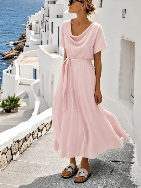 Women Plain Summer Dress Cowl Neck Half Sleeve T-Shirt Dress A-Line Dress, Pink, Dresses
Women Plain Summer Dress Cowl Neck Half Sleeve T-Shirt Dress A-Line Dress, Pink, Dresses