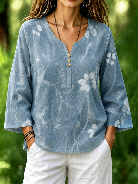 Crew Neck Long Sleeve Floral Regular Micro-Elasticity Loose Blouse For Women, Blue, Blouses
Crew Neck Long Sleeve Floral Regular Micro-Elasticity Loose Blouse For Women, Blue, Blouses