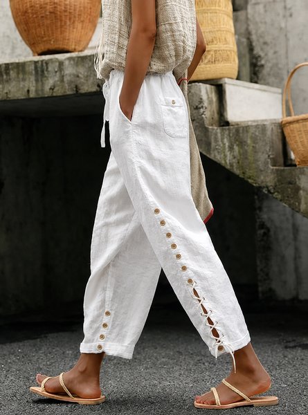 Women Plain Long Pants Casual Spring/Fall Trousers, White, Pants
Women Plain Long Pants Casual Spring/Fall Trousers, White, Pants