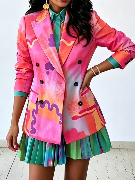 Elegant Printing Random Print Lapel Collar Blazer, As picture, Blazers
Elegant Printing Random Print Lapel Collar Blazer, As picture, Blazers