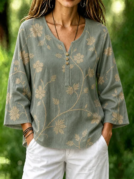Crew Neck Long Sleeve Floral Regular Micro-Elasticity Loose Blouse For Women, Green, Blouses
Crew Neck Long Sleeve Floral Regular Micro-Elasticity Loose Blouse For Women, Green, Blouses