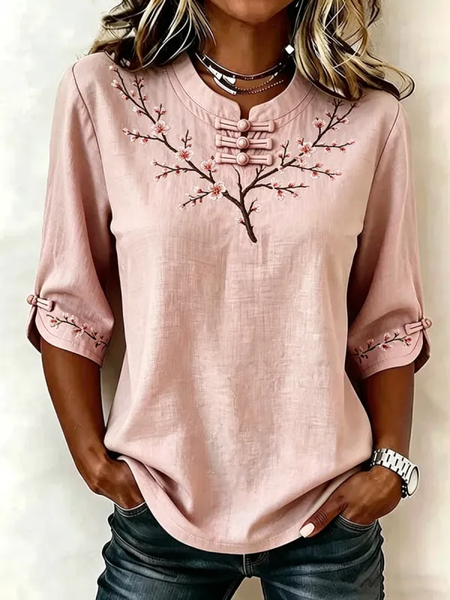 Mandarin Collar Half Sleeve Floral Printing Regular Micro-Elasticity Regular Fit Blouse For Women, Pink, Blouses
Mandarin Collar Half Sleeve Floral Printing Regular Micro-Elasticity Regular Fit Blouse For Women, Pink, Blouses