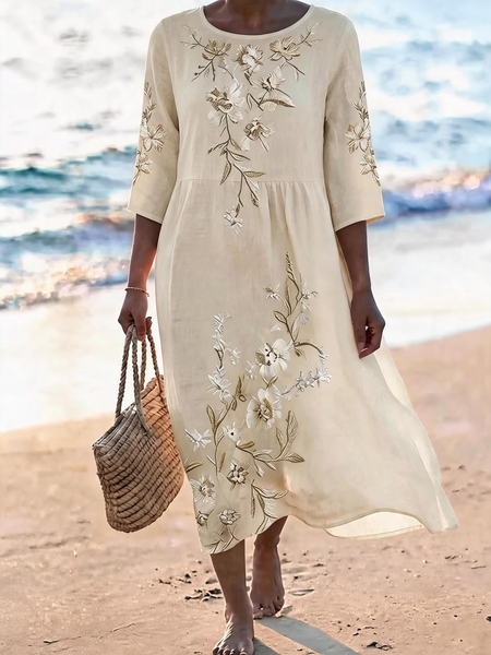 Women Floral Summer Dress Crew Neck Half Sleeve A-Line Dress, Light khaki, Dresses
Women Floral Summer Dress Crew Neck Half Sleeve A-Line Dress, Light khaki, Dresses