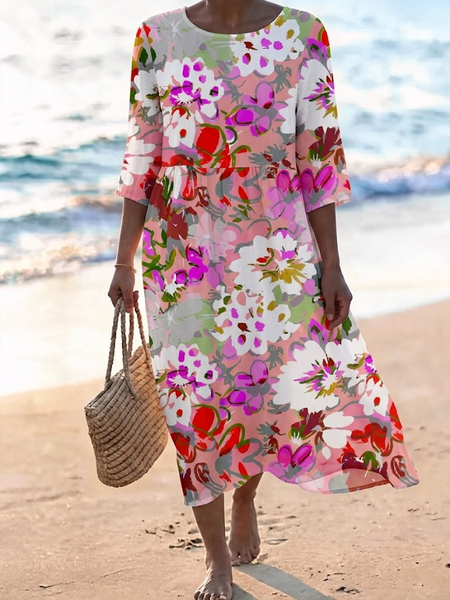 Women Floral Summer Dress Crew Neck Half Sleeve A-Line Dress, White, Dresses
Women Floral Summer Dress Crew Neck Half Sleeve A-Line Dress, White, Dresses