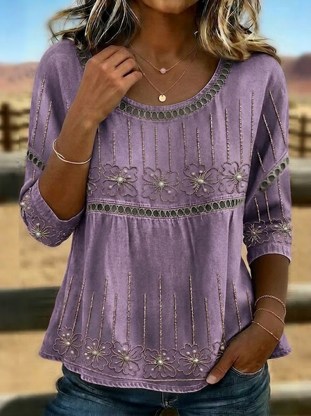 Women Floral Crew Neck Half Sleeve Blouse Printing Casual Daily Summer Top, Purple, Blouses
Women Floral Crew Neck Half Sleeve Blouse Printing Casual Daily Summer Top, Purple, Blouses