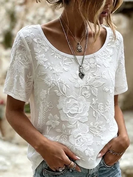 Women Floral Short Sleeve Tee T-shirt Crew Neck Printing Casual Graphic Tee Summer Top, White, T-Shirts
Women Floral Short Sleeve Tee T-shirt Crew Neck Printing Casual Graphic Tee Summer Top, White, T-Shirts