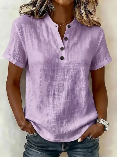 Women Plain V Neck Short Sleeve Shirt Buckle Casual Daily Summer Top, Purple, Shirts
Women Plain V Neck Short Sleeve Shirt Buckle Casual Daily Summer Top, Purple, Shirts