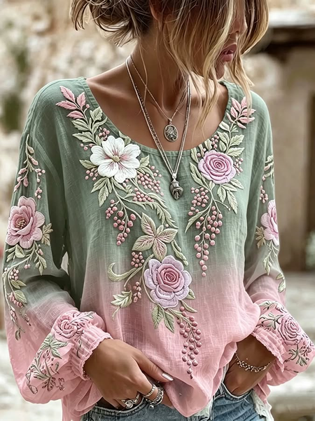 Crew Neck Long Sleeve Floral Printing Lightweight Micro-Elasticity Loose Blouse For Women, Multicolor, Blouses
Crew Neck Long Sleeve Floral Printing Lightweight Micro-Elasticity Loose Blouse For Women, Multicolor, Blouses