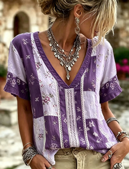 Vintage Abstract Crew Neck Short Sleeve T-shirt, Purple, T-shirts
Vintage Abstract Crew Neck Short Sleeve T-shirt, Purple, T-shirts
