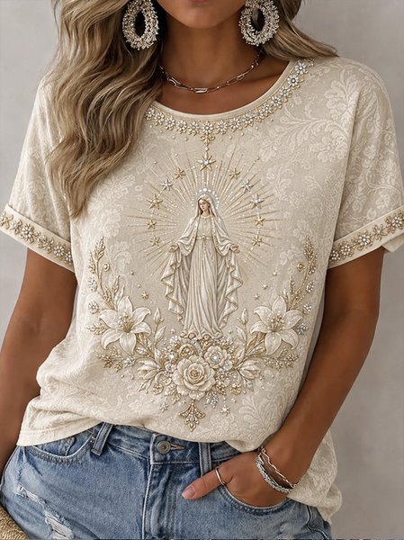 Women Floral Short Sleeve Tee T-shirt Crew Neck Casual Summer Top, Oatmeal, T-Shirts
Women Floral Short Sleeve Tee T-shirt Crew Neck Casual Summer Top, Oatmeal, T-Shirts