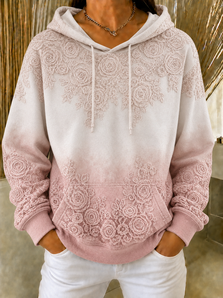 Casual Hooded Floral Sweatshirt, Pink-white, Hoodies & Sweatshirts
Casual Hooded Floral Sweatshirt, Pink-white, Hoodies & Sweatshirts