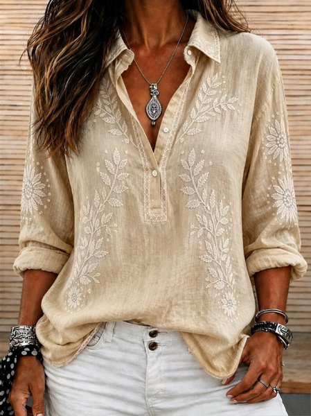 Women Floral Shawl Collar Long Sleeve Shirt Casual Daily Spring/Fall Top, Oatmeal, Shirts & Blouses
Women Floral Shawl Collar Long Sleeve Shirt Casual Daily Spring/Fall Top, Oatmeal, Shirts & Blouses