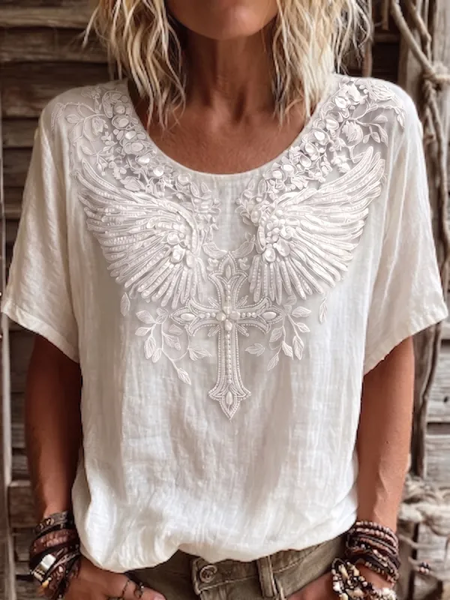 Casual Cross Crew Neck Short Sleeve T-shirt, White, T-shirts
Casual Cross Crew Neck Short Sleeve T-shirt, White, T-shirts