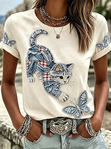Vintage 3D Printing Crew Neck Short Sleeve T-shirt, Ivory, T-shirts
Vintage 3D Printing Crew Neck Short Sleeve T-shirt, Ivory, T-shirts