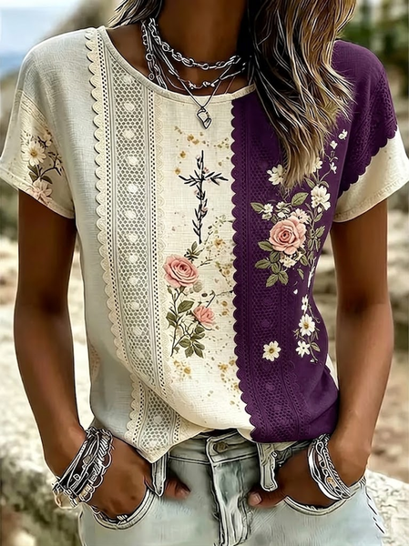Women Floral Short Sleeve Tee T-shirt Crew Neck Printing Casual Graphic Tee Summer Top, Purple, T-Shirts
Women Floral Short Sleeve Tee T-shirt Crew Neck Printing Casual Graphic Tee Summer Top, Purple, T-Shirts
