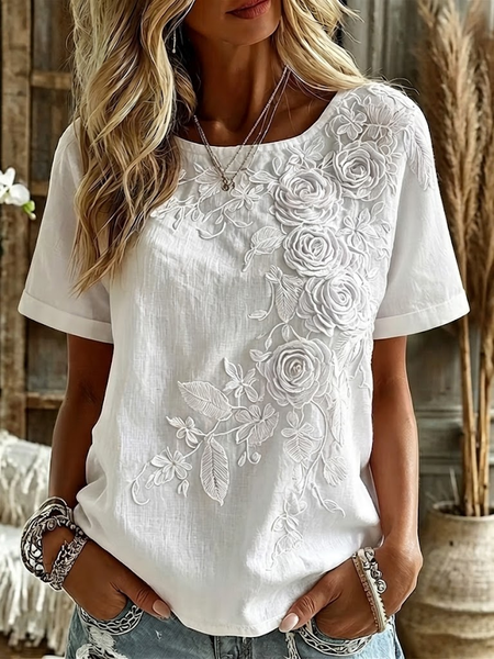 Women Floral Short Sleeve Tee T-shirt Crew Neck Printing Casual Graphic Tee Summer Top, White, T-Shirts
Women Floral Short Sleeve Tee T-shirt Crew Neck Printing Casual Graphic Tee Summer Top, White, T-Shirts