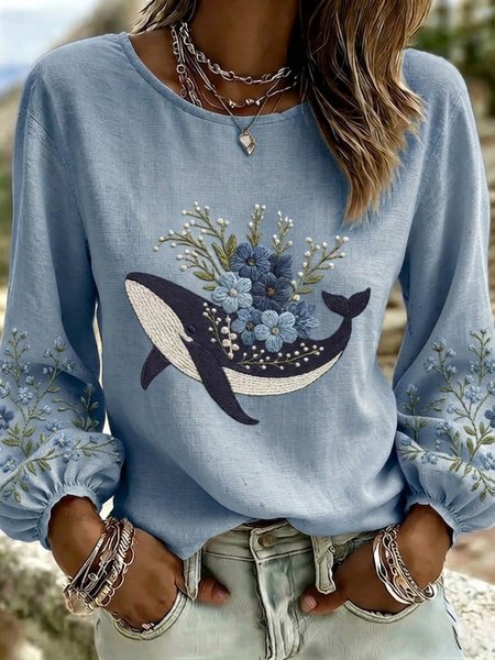 Crew Neck Long Sleeve Floral Printing Lightweight Micro-Elasticity Loose Blouse For Women, Blue, Blouses
Crew Neck Long Sleeve Floral Printing Lightweight Micro-Elasticity Loose Blouse For Women, Blue, Blouses