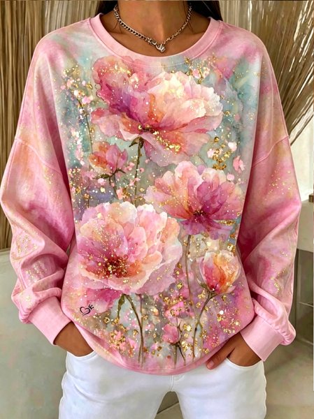 Casual Crew Neck Floral Sweatshirt, Pink, Hoodies & Sweatshirts
Casual Crew Neck Floral Sweatshirt, Pink, Hoodies & Sweatshirts