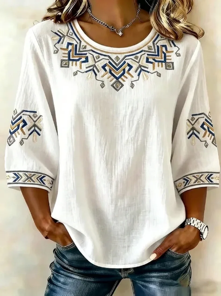 Women Abstract Graphic Crew Neck Half Sleeve Blouse Printing Vintage Daily Summer Top, White, Blouses
Women Abstract Graphic Crew Neck Half Sleeve Blouse Printing Vintage Daily Summer Top, White, Blouses
