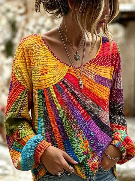 Women Geometric Crew Neck Long Sleeve Blouse Printing Casual Daily Spring/Fall Top, Multicolor, Shirts & Blouses
Women Geometric Crew Neck Long Sleeve Blouse Printing Casual Daily Spring/Fall Top, Multicolor, Shirts & Blouses
