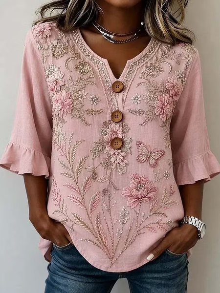 Women Floral V Neck Half Sleeve Blouse Printing Vintage Daily Summer Top, Pink, Blouses
Women Floral V Neck Half Sleeve Blouse Printing Vintage Daily Summer Top, Pink, Blouses