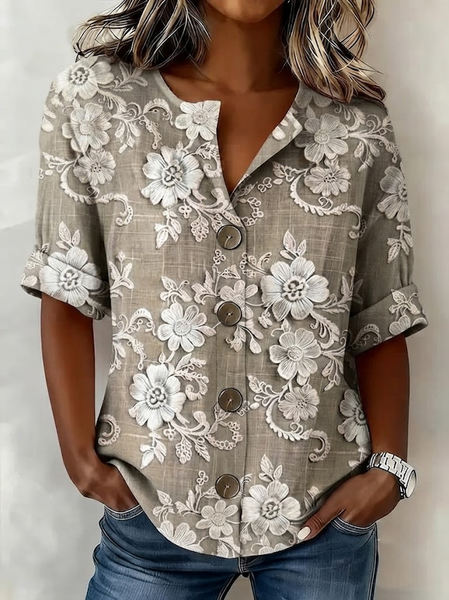 Stand Collar Long Sleeve Floral Printing Regular Micro-Elasticity Regular Fit Shirt For Women, As picture, Shirts
Stand Collar Long Sleeve Floral Printing Regular Micro-Elasticity Regular Fit Shirt For Women, As picture, Shirts