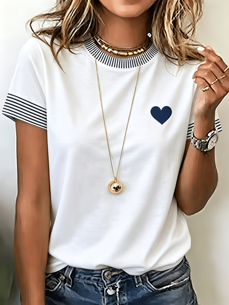 Women Striped Short Sleeve Tee T-shirt Crew Neck Casual Summer Top, White, T-Shirts
Women Striped Short Sleeve Tee T-shirt Crew Neck Casual Summer Top, White, T-Shirts
