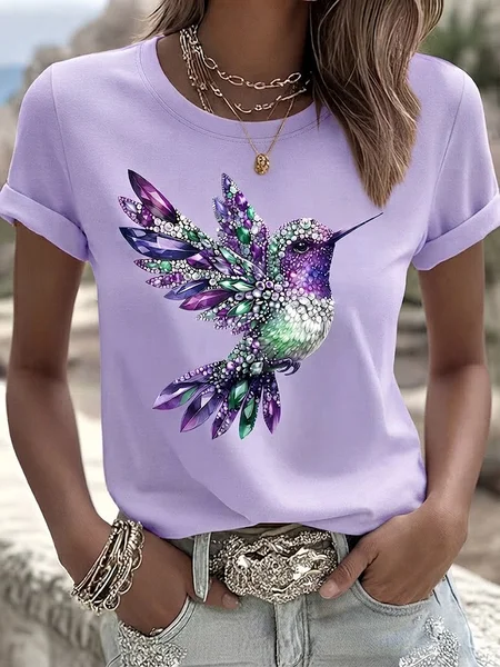 Casual Animal Crew Neck Short Sleeve T-shirt, Purple, T-shirts
Casual Animal Crew Neck Short Sleeve T-shirt, Purple, T-shirts