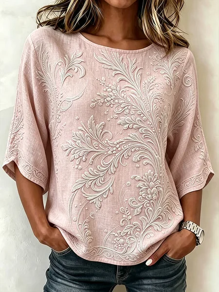 Women Floral Crew Neck Half Sleeve Blouse Printing Vintage Daily Summer Top, Pink, Blouses
Women Floral Crew Neck Half Sleeve Blouse Printing Vintage Daily Summer Top, Pink, Blouses