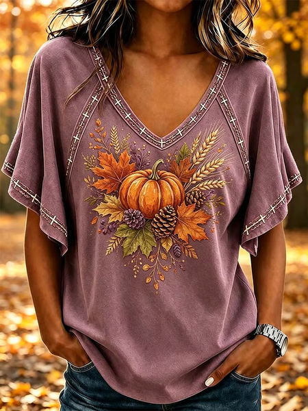 Women Maple Leaf Short Sleeve Tee T-shirt V Neck Casual Summer Top, Purple, T-Shirts
Women Maple Leaf Short Sleeve Tee T-shirt V Neck Casual Summer Top, Purple, T-Shirts