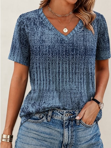 Vintage Gradient Pattern V Neck Short Sleeve T-shirt, Blue, T-shirts
Vintage Gradient Pattern V Neck Short Sleeve T-shirt, Blue, T-shirts