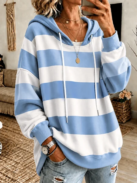 Casual Hoodie Striped Hoodie, White-blue, Hoodies & Sweatshirts
Casual Hoodie Striped Hoodie, White-blue, Hoodies & Sweatshirts