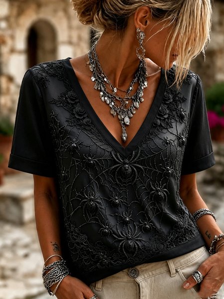 Women 3D Printing Short Sleeve Tee T-shirt V Neck Vintage Summer Top, Black, T-Shirts
Women 3D Printing Short Sleeve Tee T-shirt V Neck Vintage Summer Top, Black, T-Shirts