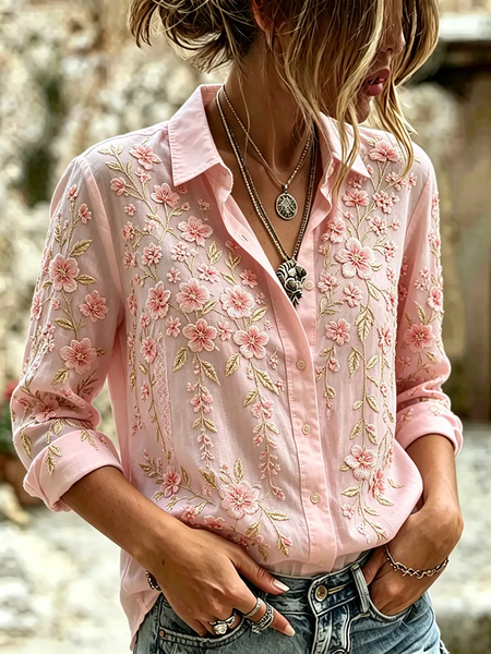 Women Floral Shirt Collar Long Sleeve Shirt Buckle Regular Sleeve Casual Daily Spring/Fall Top, Pink, Shirts
Women Floral Shirt Collar Long Sleeve Shirt Buckle Regular Sleeve Casual Daily Spring/Fall Top, Pink, Shirts