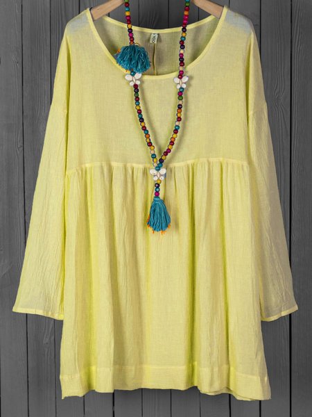 Spring Pleated Details Long Sleeves Round Neck Casual Tops, Yellow, Shirts & Blouses
Spring Pleated Details Long Sleeves Round Neck Casual Tops, Yellow, Shirts & Blouses