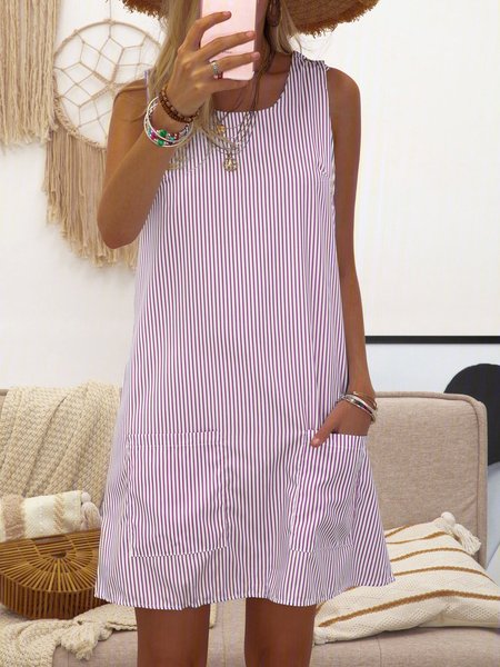 Crew Neck Women Dresses Shift Daily Boho Pockets Striped Dresses, Deep pink, Casual Dresses
Crew Neck Women Dresses Shift Daily Boho Pockets Striped Dresses, Deep pink, Casual Dresses