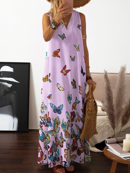 Butterfly Printed Maxi Dresses V Neck White Women Dresses Shift Daily, Purple, Casual Dresses
Butterfly Printed Maxi Dresses V Neck White Women Dresses Shift Daily, Purple, Casual Dresses