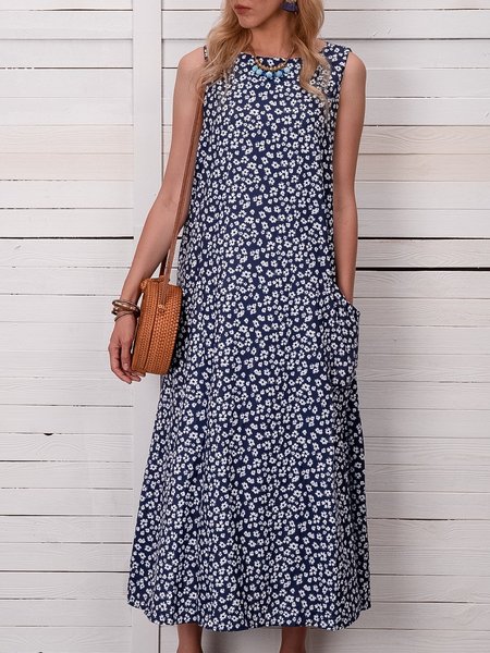 Floral Pockets Maxi Dress Summer Sleeveless Weaving Dress, Navy blue, Casual Dresses
Floral Pockets Maxi Dress Summer Sleeveless Weaving Dress, Navy blue, Casual Dresses