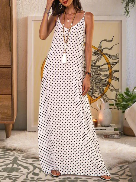 Polka Dots Casual V-neck Sleeveless Pockets Midi Dress, White, Auto-Clearance
Polka Dots Casual V-neck Sleeveless Pockets Midi Dress, White, Auto-Clearance