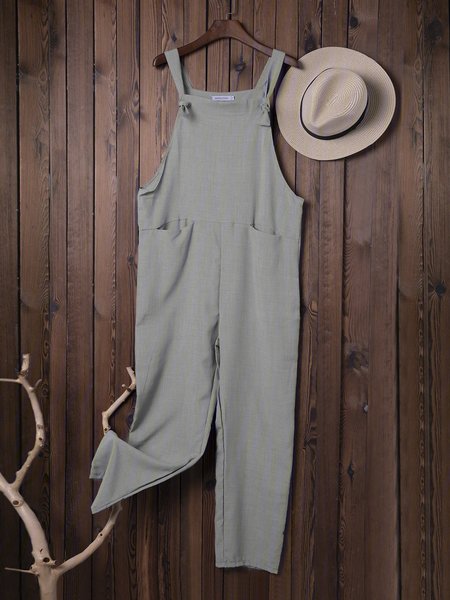 Casual Sleeveless Plus Size Jumpsuits, Gray, Auto-Clearance