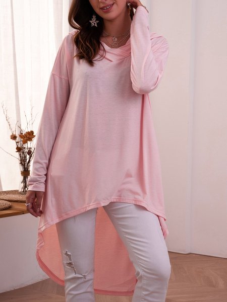 High Low Hem Hoodies Sweatshirts, Pink, Sweatshirts & Hoodies