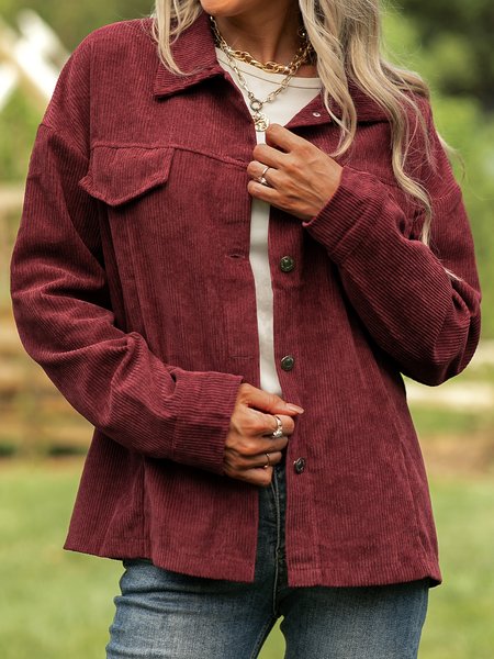 Shirt Collar Vintage Solid Outerwear, Wine red, Coats & Jackets
Shirt Collar Vintage Solid Outerwear, Wine red, Coats & Jackets