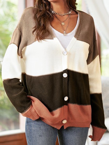 V Neck Acrylic Long Sleeve Sweater coat, Red, T-Shirts
